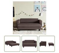 The Living Store canapé enfant avec tabouret marron 100x50x30 cm simili cuir
