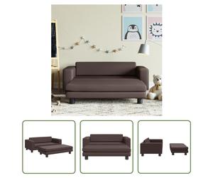 The Living Store canapé enfant avec tabouret marron 100x50x30 cm simili cuir