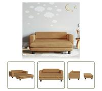 The Living Store canapé enfant avec tabouret marron 100x50x30 cm velours