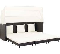 The Living Store Canapé-lit 3 places extensible avec toit Poly rotin noir