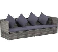 The Living Store Canapé-lit de jardin 200x60 cm Poly Rattan Gris