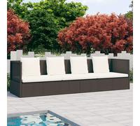 The Living Store Canapé-lit de jardin avec coussins Poly Rotin Marron