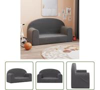 The Living Store Canapé pour enfants 2 places Anthracite Doux en peluche