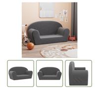 The Living Store Canapé pour enfants 2 places Anthracite Doux en peluche