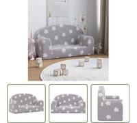 The Living Store Canapé pour enfants 2 places Gris clair avec étoiles Doux en peluche