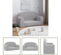 The Living Store Canapé pour enfants 2 places Gris clair Doux en peluche