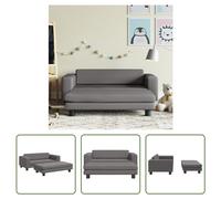The Living Store Canapé pour enfants avec pouf Gris 100x50x30 cm Similicuir