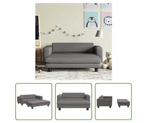 The Living Store Canapé pour enfants avec pouf Gris 100x50x30 cm Similicuir