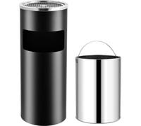 The Living Store Cendrier sur pied 30 L acier noir