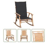 The Living Store Chaise à bascule avec coussin Bambou