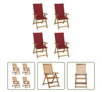 The Living Store Chaise à haut dossier Réglable 4 pcs. avec coussins Bois massif Acacia