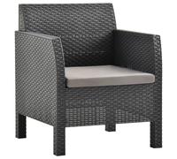 The Living Store Chaise de jardin avec coussin PP rotin anthracite