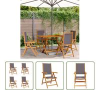 The Living Store Chaise de jardin Réglable 4 pcs. Anthracite Tissu et bois massif