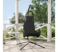 The Living Store Chaise de jardin suspendue avec coussin Gris foncé Tissu Oxford et acier