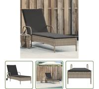 The Living Store Chaise longue avec roulettes et support Gris clair Poly Rattan