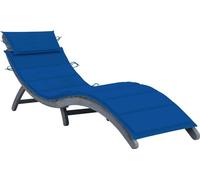 The Living Store Chaise longue avec support Gris Bois massif Acacia
