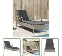 The Living Store Chaise longue avec support Gris clair 63x200x81 cm Poly rotin