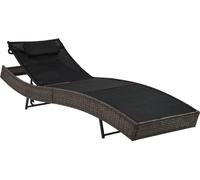 The Living Store Chaise longue avec support Poly Rotin Marron