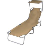 The Living Store Chaise longue pliante avec protection solaire acier taupe