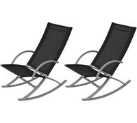 The Living Store Chaises à bascule de jardin 2 pcs. acier et Textiline noir