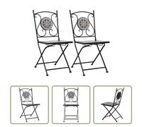 The Living Store Chaises bistro en mosaïque 2 pcs. Gris