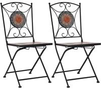 The Living Store Chaises de bistro en mosaïque 2 pcs. Orange / Gris