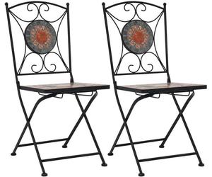The Living Store Chaises de bistro en mosaïque 2 pcs. Orange / Gris