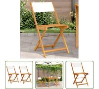 The Living Store Chaises de bistrot 2 pcs. Blanc crème Bois massif Acacia & Tissu