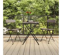 The Living Store Chaises de bistrot 2 pcs. Pliable Gris Poly rotin et acier