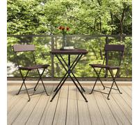 The Living Store Chaises de bistrot 2 pcs. Pliable Marron Poly rotin et acier