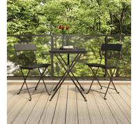 The Living Store Chaises de bistrot 2 pcs. Pliable Noir Poly Rotin et Acier