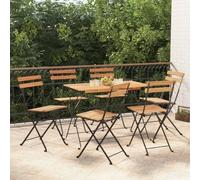 The Living Store Chaises de bistrot 6 pcs. Pliable bois massif teck et acier