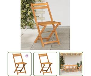The Living Store Chaises de bistrot 8 pcs. Pliable Bois massif Acacia