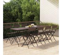 The Living Store Chaises de bistrot 8 pcs. Pliable Marron Poly rotin et acier