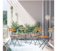 The Living Store Chaises de bistrot pliantes 4 pcs. Bois massif acacia