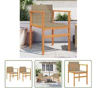 The Living Store Chaises de jardin 2 pcs. Beige Poly rotin et bois massif