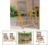 The Living Store Chaises de jardin 2 pcs. Gris Acacia massif et polypropylène