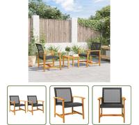 The Living Store Chaises de jardin 2 pcs. noir Poly rotin et bois d'acacia