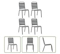 The Living Store Chaises de jardin 4 pcs. Design à lattes acier gris foncé