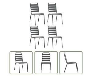 The Living Store Chaises de jardin 4 pcs. Design à lattes acier gris foncé