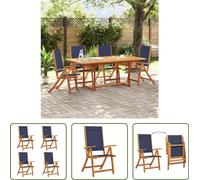 The Living Store Chaises de jardin 4 pcs. Pliable Bois massif Acacia et Textilène