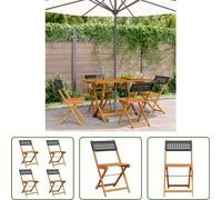 The Living Store Chaises de jardin 4 pcs. Pliable Noir Poly Rotin & Bois Massif