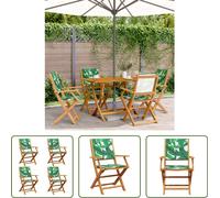 The Living Store Chaises de jardin 4 pcs. Pliable Vert Tissu et bois massif