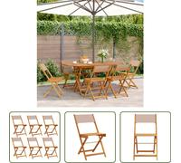 The Living Store Chaises de jardin 6 pcs. Pliable Taupe Tissu et bois massif