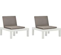 The Living Store Chaises de jardin avec coussins 2 pcs. Plastique blanc