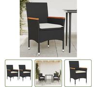 The Living Store Chaises de jardin avec coussins 2 pcs Poly rotin noir