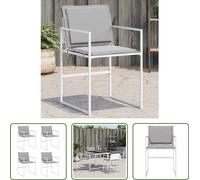 The Living Store Chaises de jardin avec coussins 4 pcs. Blanc Acier et Textilène