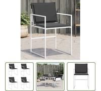 The Living Store Chaises de jardin avec coussins 4 pcs. Blanc Acier et Textilène