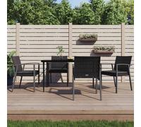 The Living Store Chaises de jardin avec coussins 4 pcs. noir 56,5x57x83cm Poly rotin