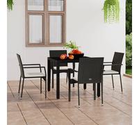 The Living Store Chaises de jardin avec coussins 4 pcs. Poly rotin noir